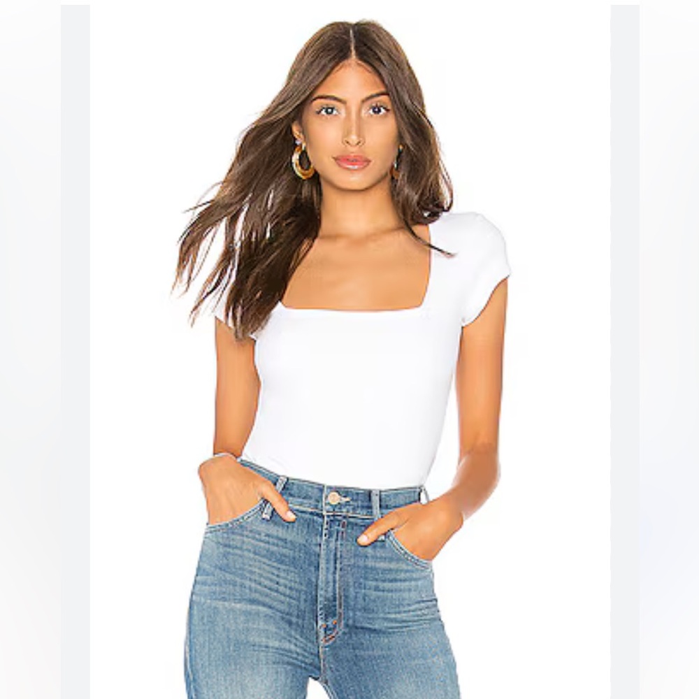 Free People Truth or Square Bodysuit, White, Small